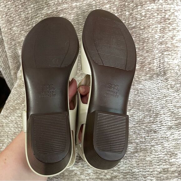SAS Suntimer Leather Open Toe Block Heel Sandal Bone Women's sz 8.5 S Slim - Picture 8 of 8